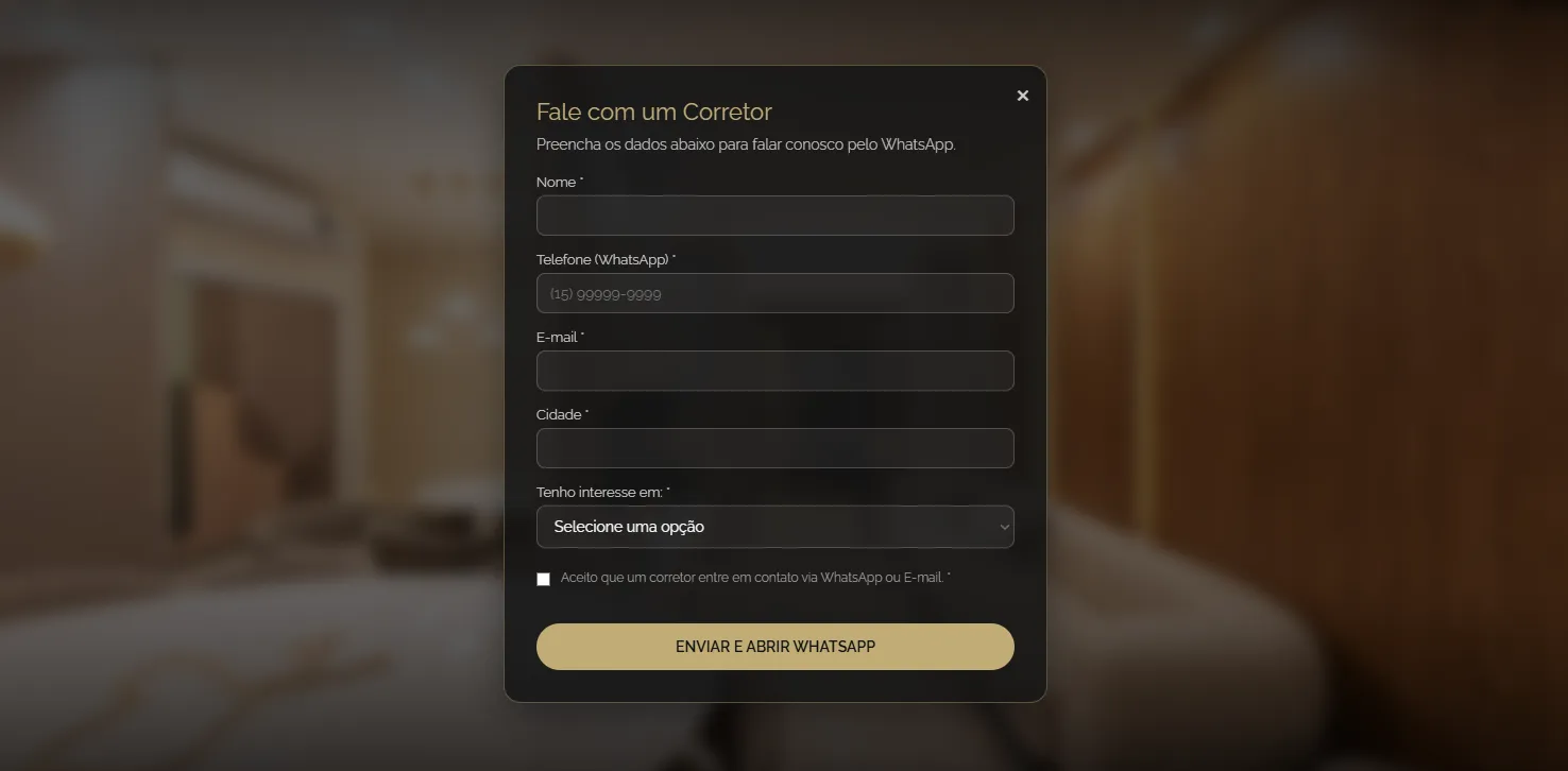 Formulário de leads integrado ao CRM da Chitolina Imobiliária